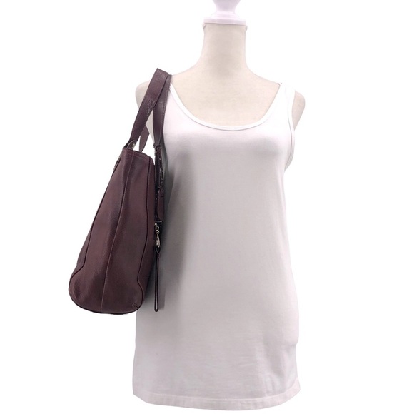 Cole Haan Large Burgundy Soft Leather East West Shoulder Tote Satchel Bag - Picture 4 of 9